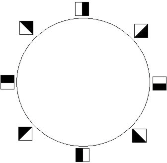 Parameterization of a circle with 8 small black-and-white images